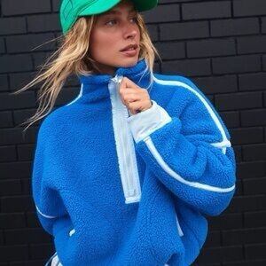 Free People Mountain High 1/2 zip Blue Fleece Women's size large